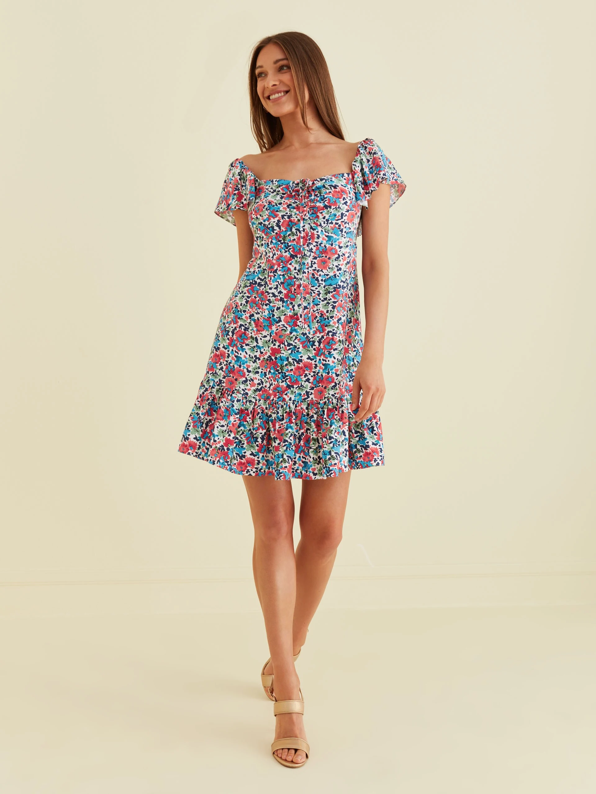 FLORAL MINI DRESS WITH FRILL