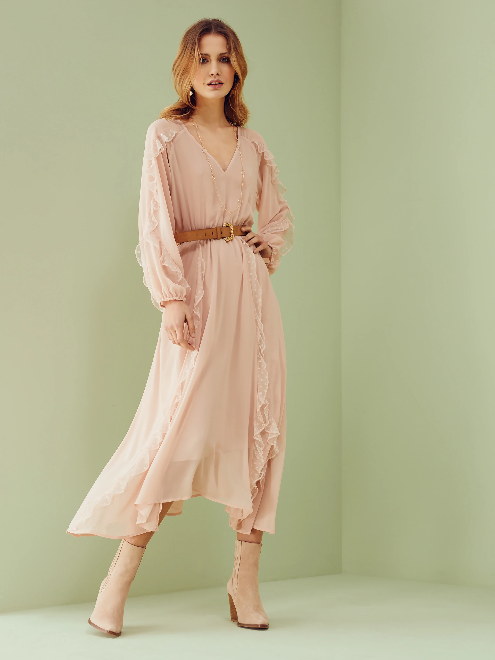 ETHEREAL DRESS WITH RUFFLES