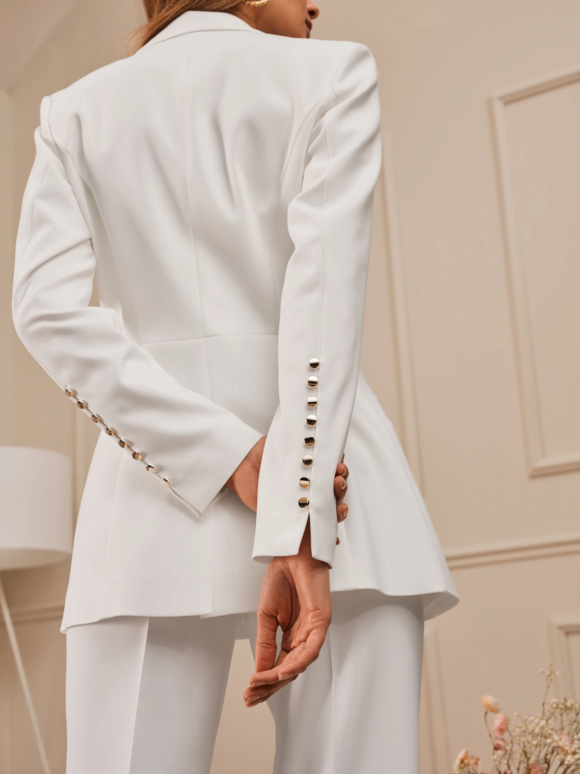 WHITE JACKET WITH GOLD BUTTONS