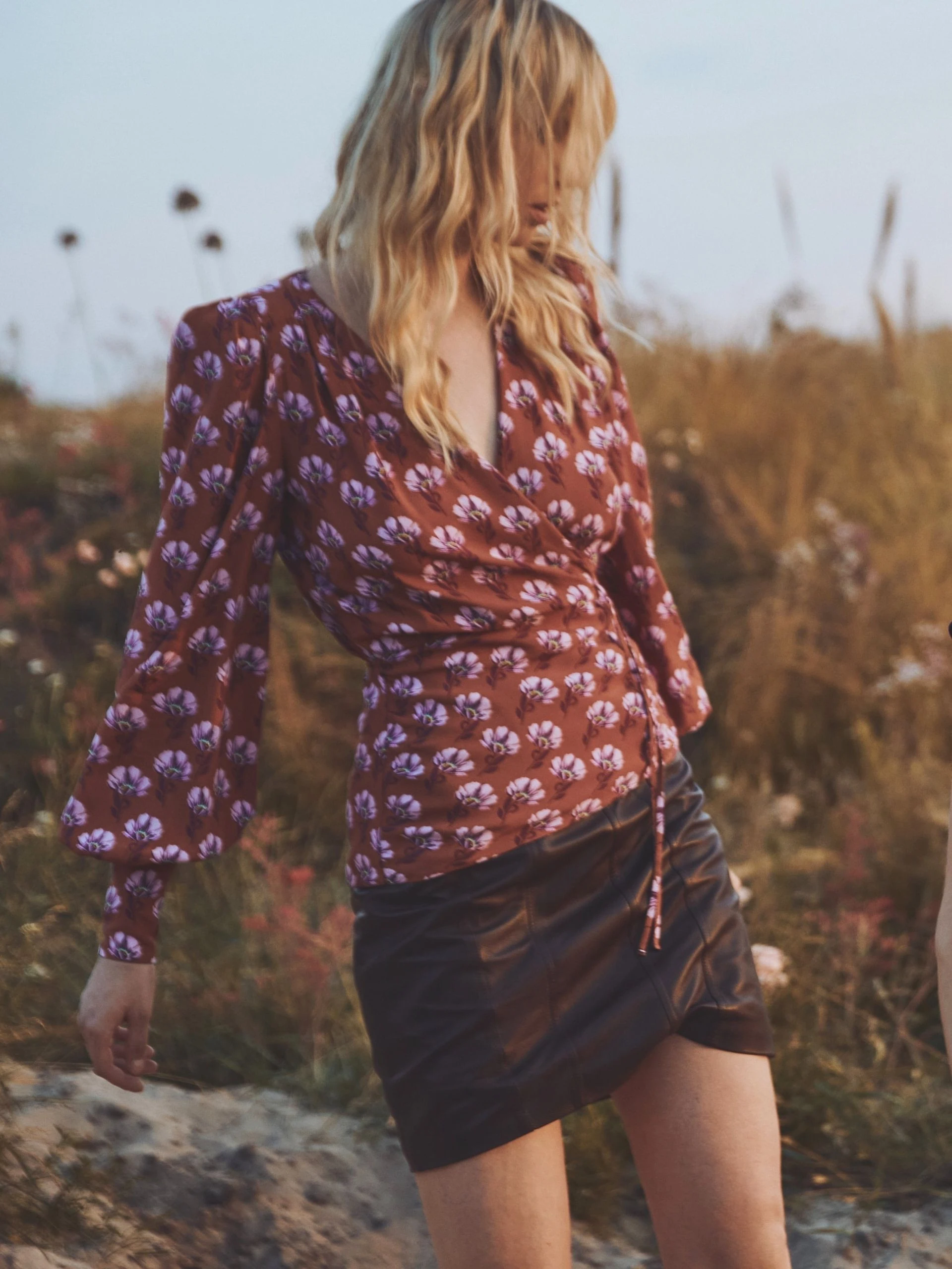 Brown floral blouse