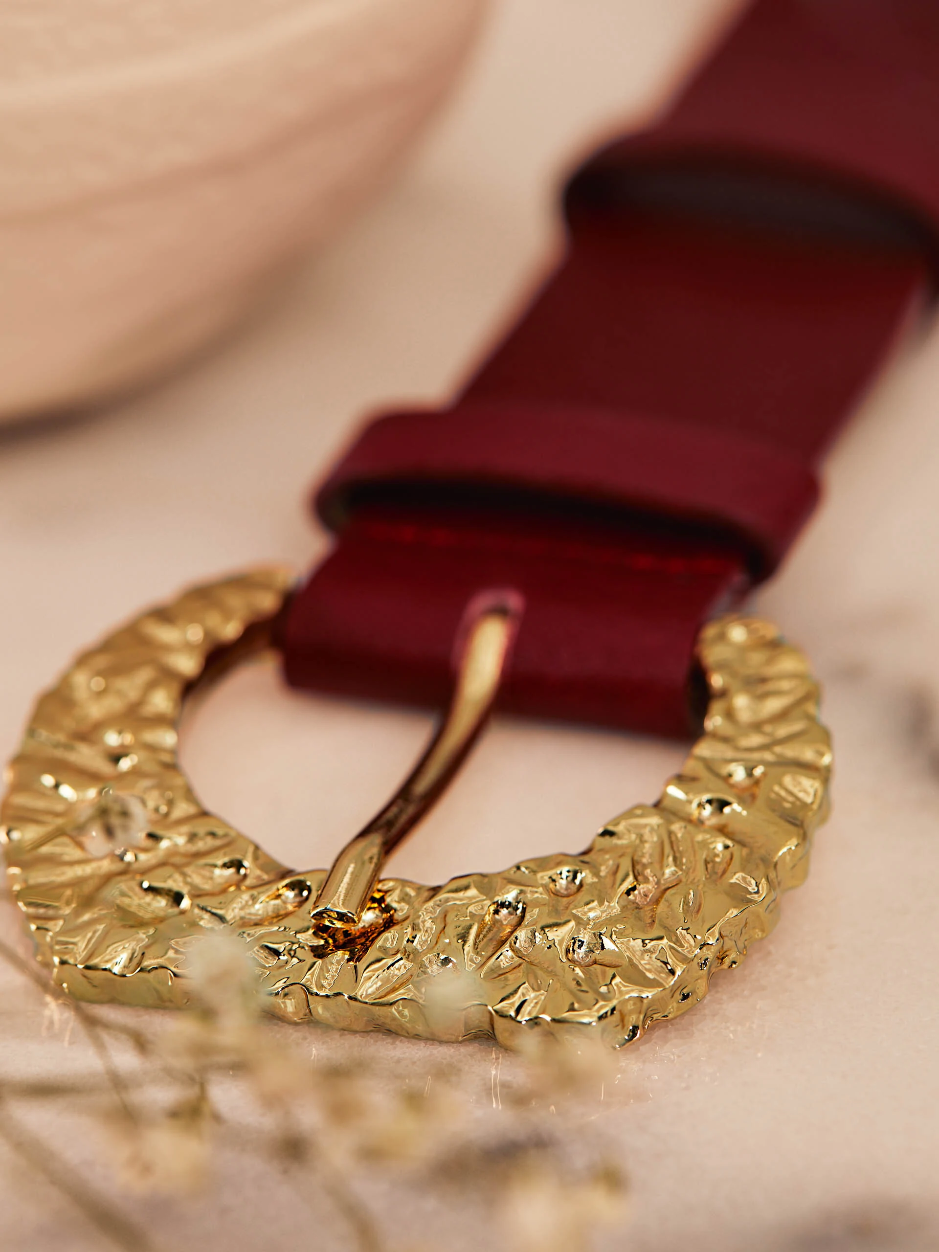 RED BELT WITH GOLD BUCKLE