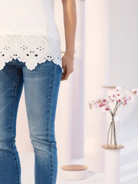BLOUSE WITH OPENWORK TRIM
