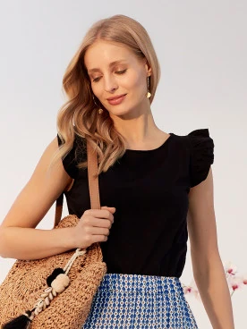 BLOUSE WITH FRILLS AT SHOULDERS