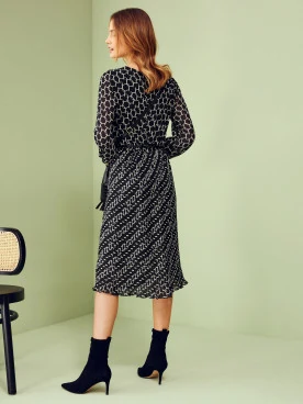 MIDI DRESS WITH FINE PATTERN