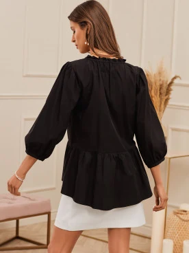 BLACK BLOUSE WITH BINDING