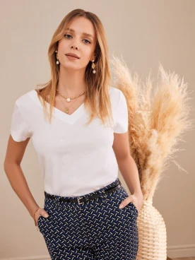 BLACK CIGARETTE PANTS WITH FINE PATTERN