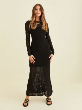 BLACK OPENWORK DRESS
