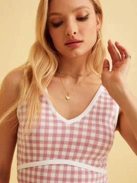 PINK AND WHITE KNITTED TOP