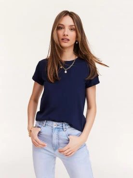 Navy blue blouse with a heart on the back