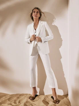 Linen white high-waisted pants
