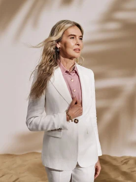White linen jacket with a classic cut