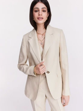 Beige linen jacket with a classic cut