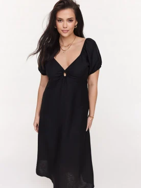 Black linen dress