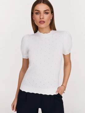 White buffet sweater with openwork embellishments