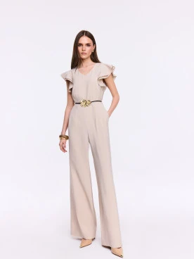 Beige elegant jumpsuit with straight legs