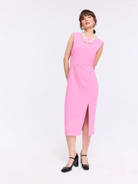 Pink sleeveless midi dress