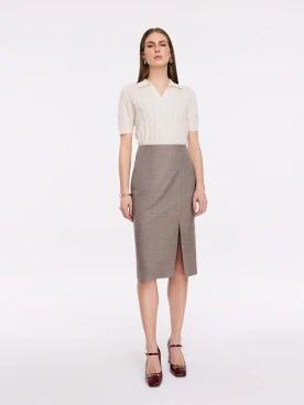Braided polo sweater with wool, silk, and cashmere