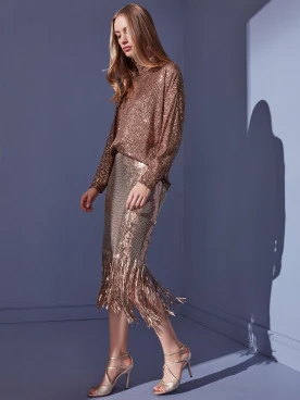 SEQUIN LONG SLEEVE BLOUSE