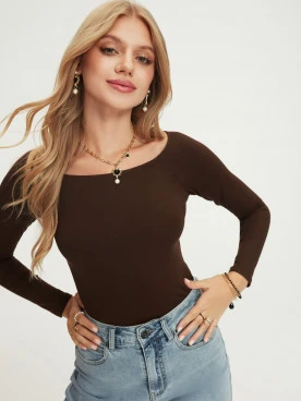 Chocolate longsleeve blouse
