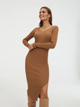 Brown knit dress