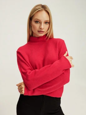 Różowy sweter z wełną i alpaką