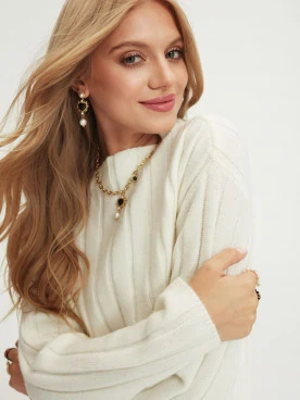 Cream ribbed knit sweater