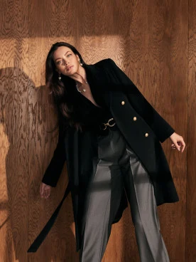 Black double-breasted coat