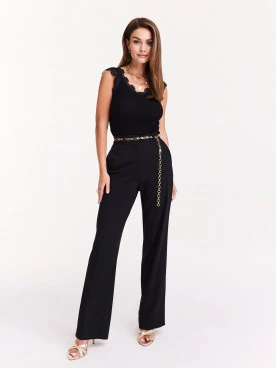 Loose black high-waisted pants