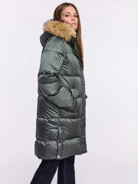 Graphite long jacket with duck down