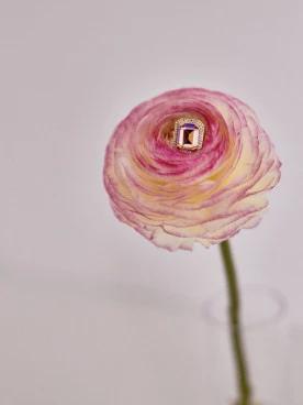 Pink square eye ring