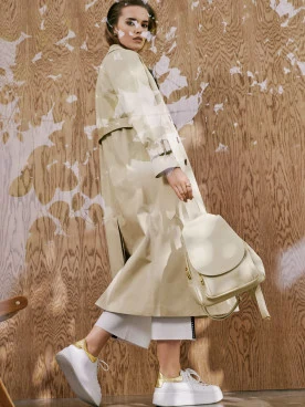 Cream natural leather backpack