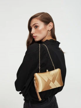 Golden handbag with chain