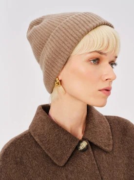 Beige wool hat with cashmere blend