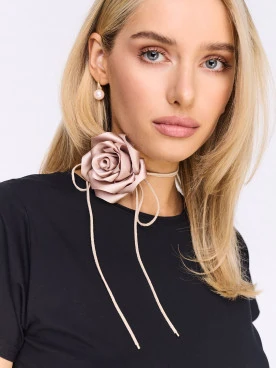 Pink rose choker necklace