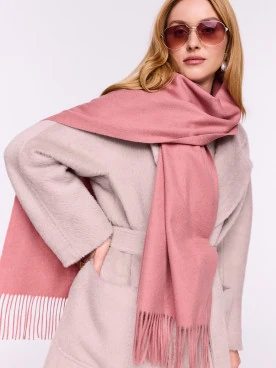 Pink wool scarf with cashmere blend