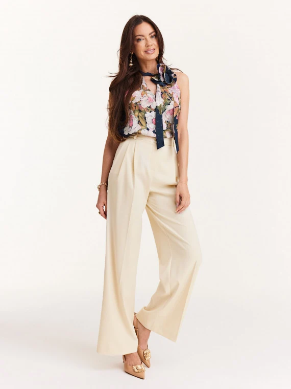Flared high-waisted suit pants
