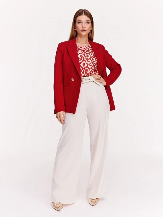 Classic red jacket with decorative buttons