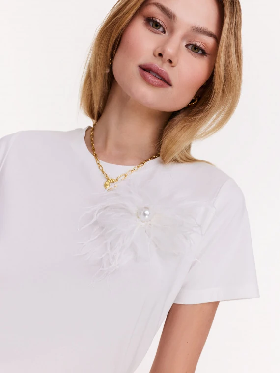 Classic white blouse with short sleeves