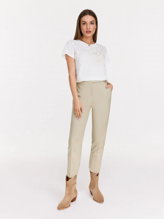 White blouse with patch embellishments