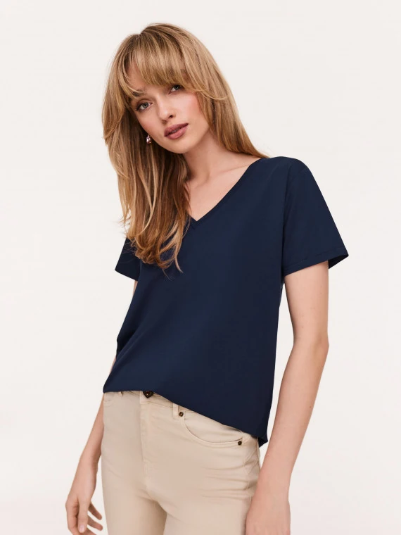 Navy blue short sleeve blouse