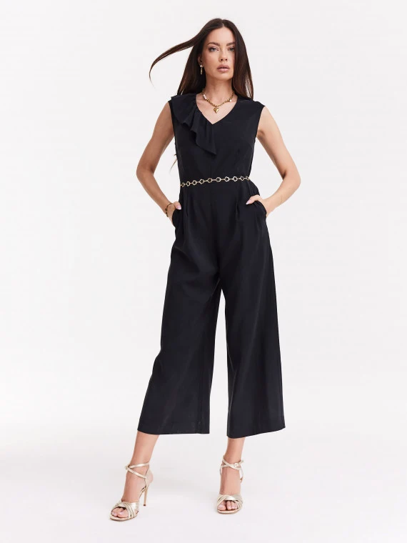 Black jumpsuit with ruffle