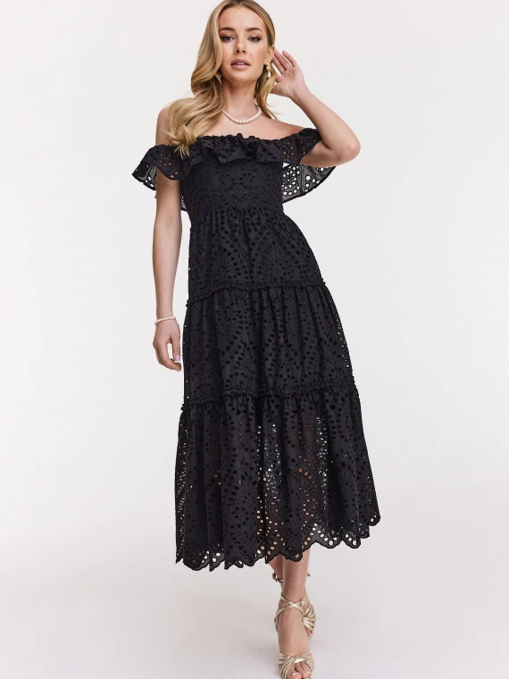Black dress with decorative material