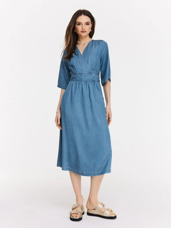 Blue lyocell midi dress