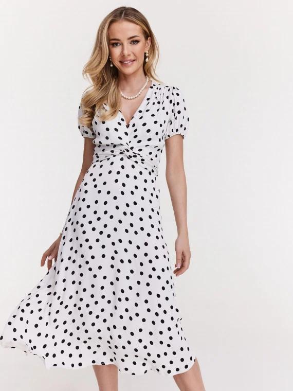 White dress with black delicate peas