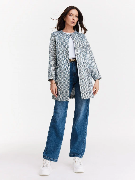 Simple long jacket with geometric pattern