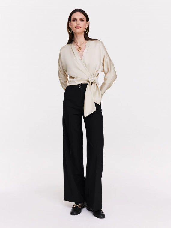 Black high-waisted suit pants