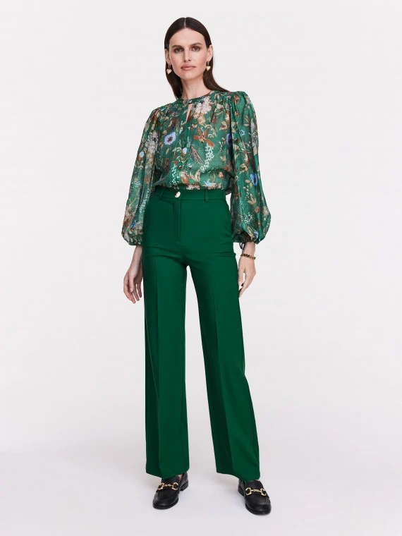 Suit green high-waisted pants