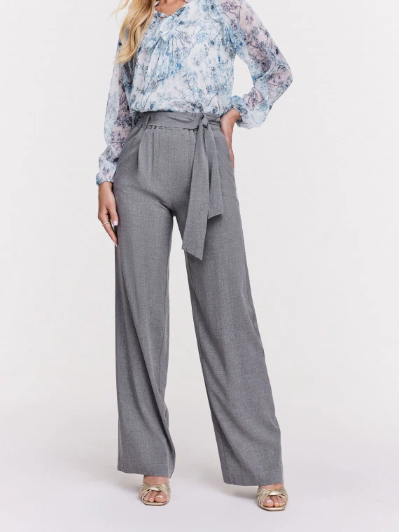Grey viscose pants with loose legs