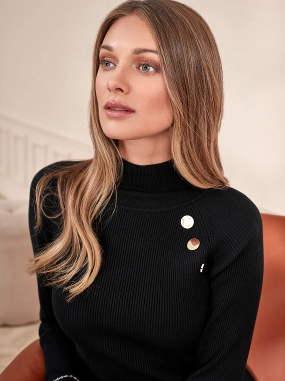 FITTED DRESS WITH HALF TURTLENECK