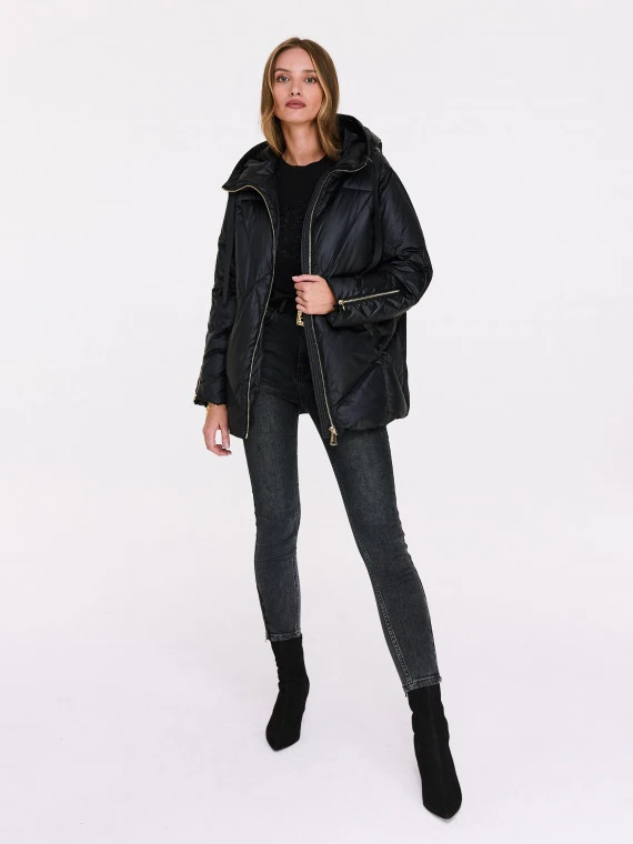 Black oversize down jacket